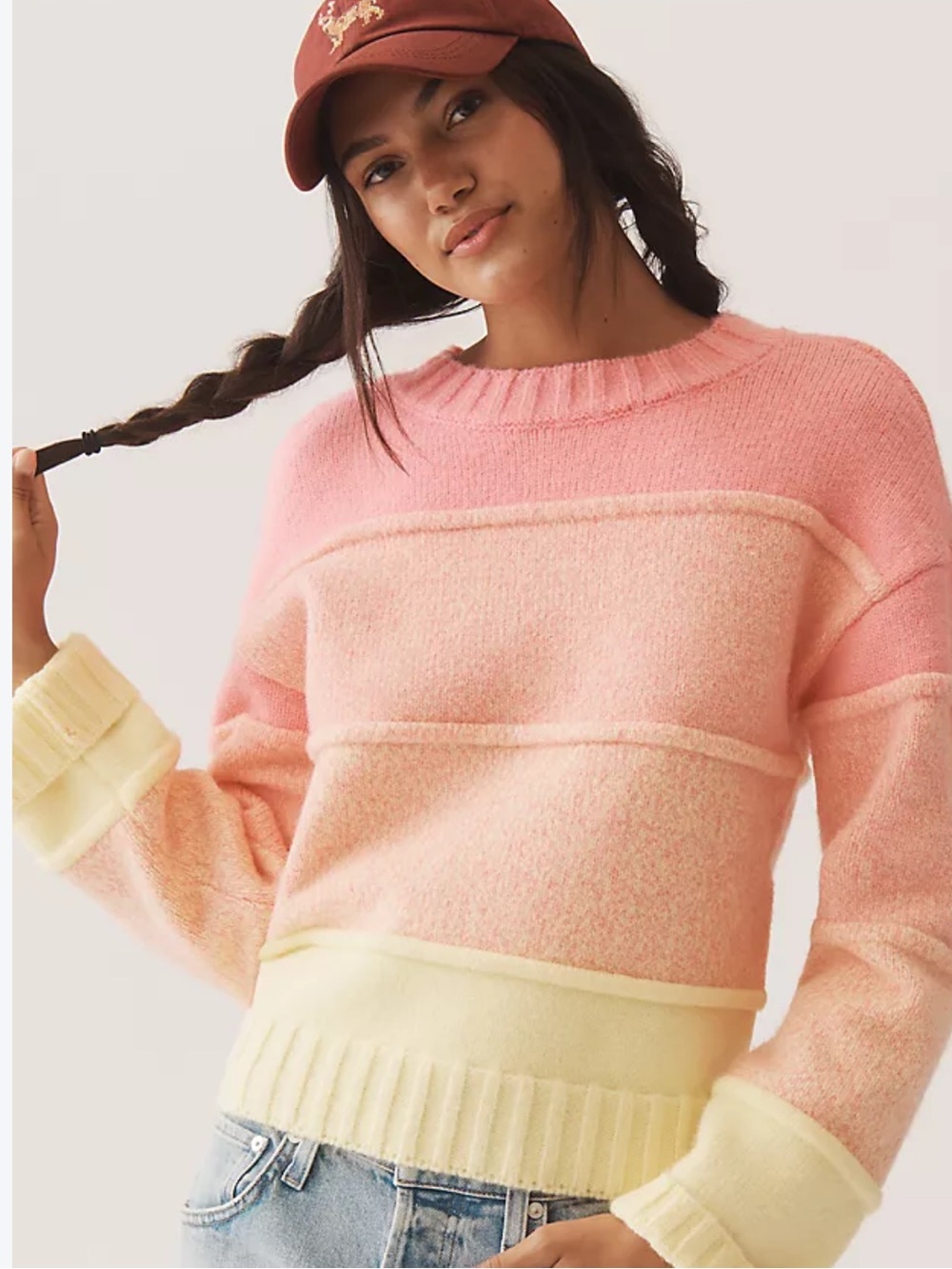 English Factory Ombré Textured  Colorblock Crewneck Sweater XS